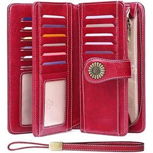 Genuine smooth rich red leather ladies wallet never used & in box